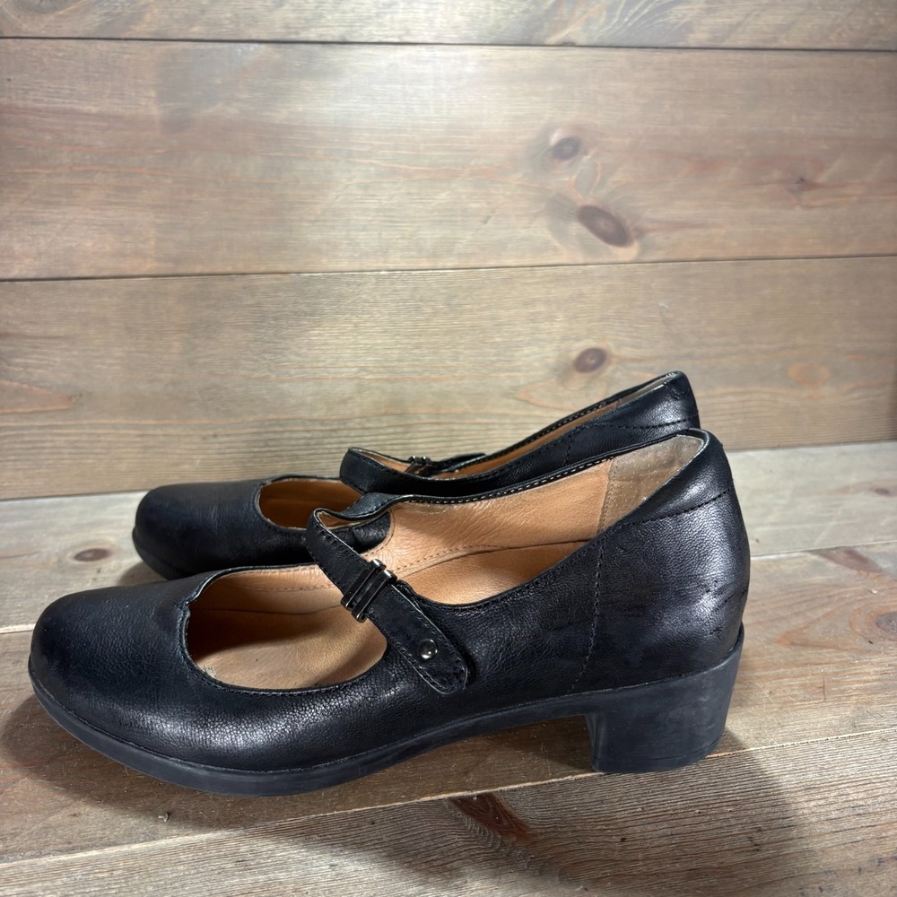 dansko callista Womens size 39 shoes Black Leather Buckle heel Mary Janes